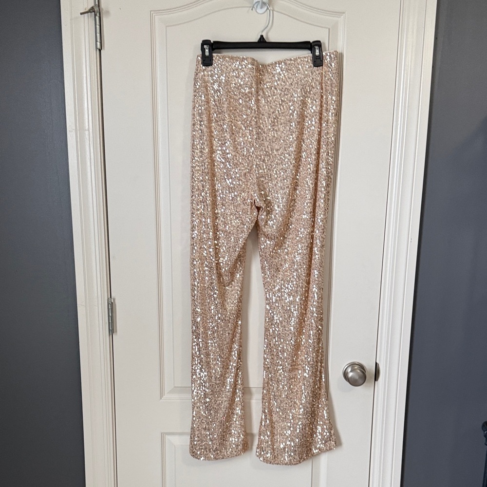 Old Navy Champagne Sequin Flare Pants
